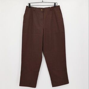 LL Bean Pants Womens Brown Cotton Wrinkle Resistant Straight Leg 16P Classic